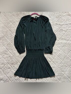 Ramy Brook Paris Blouson Long Sleeve Smocked Waist Mini Dress Women's Size S